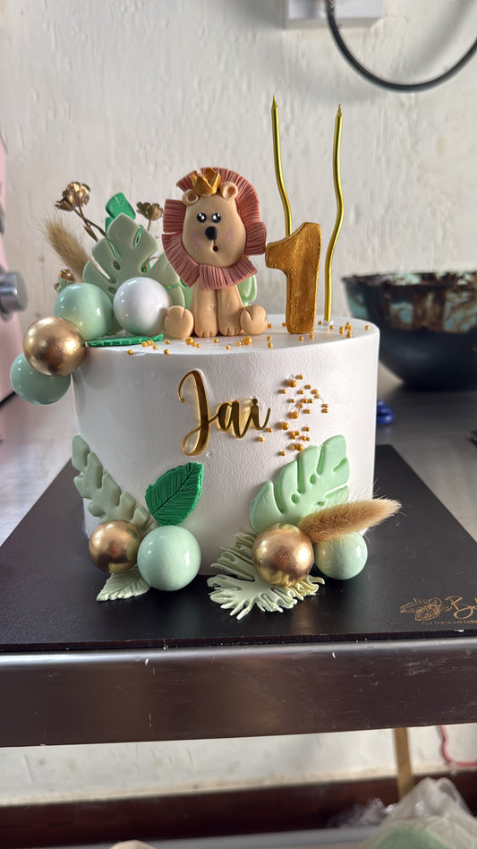 Little Explorer Jungle Theme First Birthday Cake (1 Kg) – Eggless Vanilla Blueberry Delight