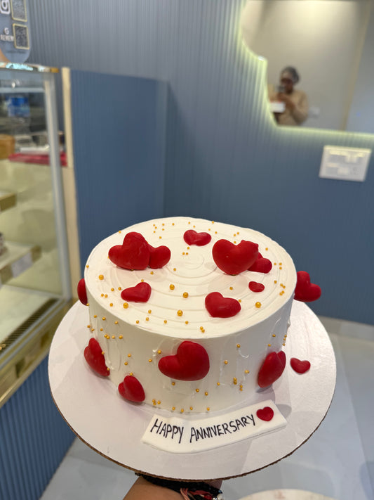 1 Kg Love Themed Anniversary Cake – Eggless Milk Chocolate Truffle | Custom Cakes