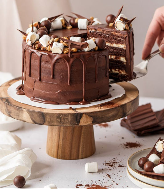 Eggless Rocky Road Chocolate Cake – Crunchy Chocolate & Nut Loaded Indulgence