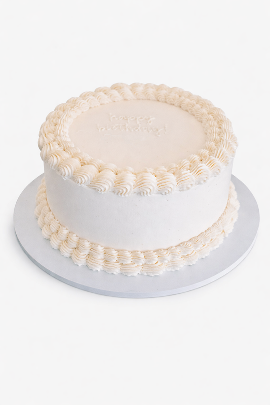 Top view of eggless vanilla cream cake with smooth white finish – Belgstrew Gurugram
