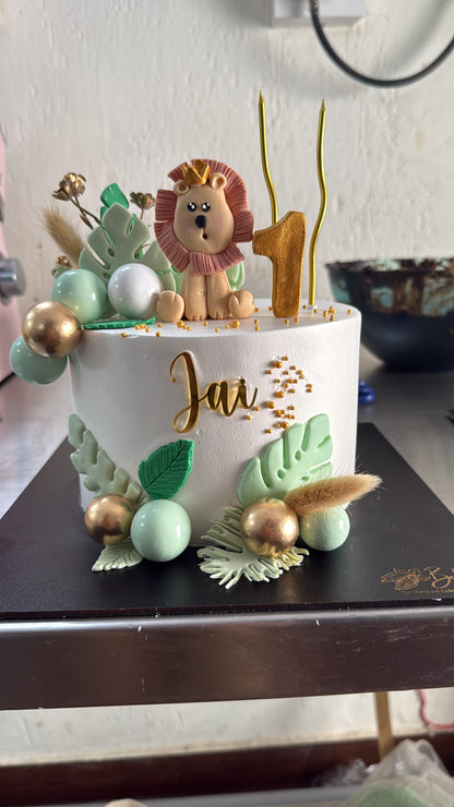 Little Explorer Jungle Theme First Birthday Cake (1 Kg) – Eggless Vanilla Blueberry Delight