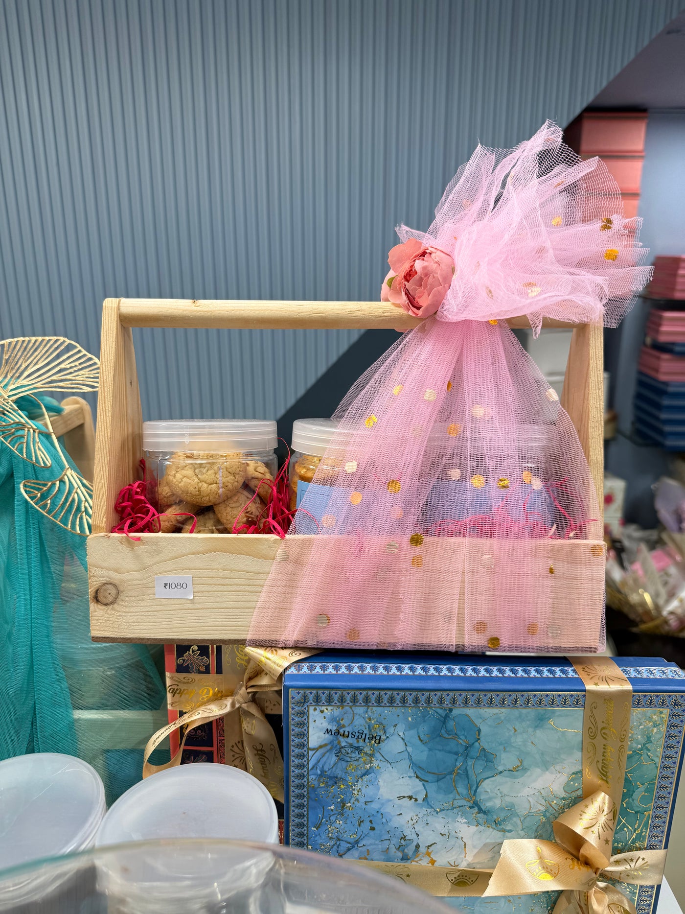 Mini Wooden Basket Gourmet Trio Hamper