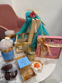 Premium Wooden Tray Gift Hamper – Cookies, Dry Cake, Chocolates, Nuts & Candle — view 5