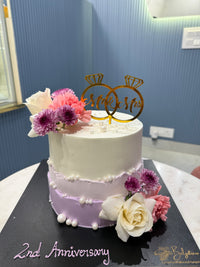 2 Kg Pineapple 2nd Anniversary Cake – Floral Elegance with Custom Mr & Mrs Topper — view 3