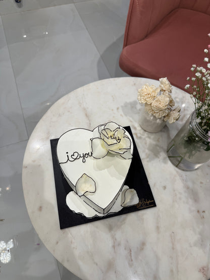 Korean 3D Heart White Cake (1 Kg) – Minimal Romance Chocolate Truffle