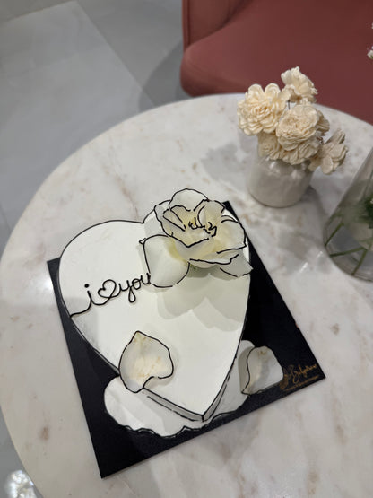 Korean 3D Heart White Cake (1 Kg) – Minimal Romance Chocolate Truffle