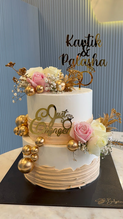 Just Engaged Engagement Cake (3 Kg) – Fresh Fruit Elegance with Custom Name Toppers