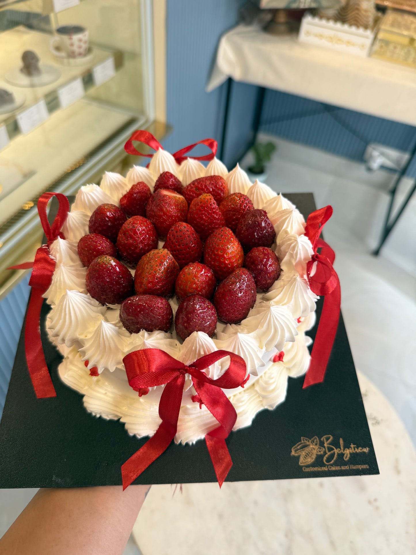 Strawberry Loaded Love Themed Cake (1 Kg) – Eggless Chocolate Truffle