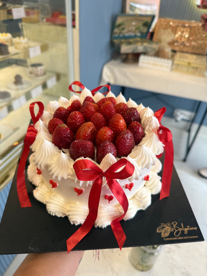 Strawberry Loaded Love Themed Cake (1 Kg) – Eggless Chocolate Truffle