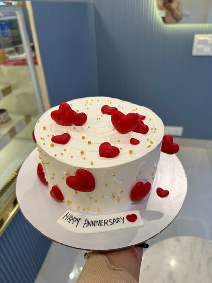 1 Kg Love Themed Anniversary Cake – Eggless Milk Chocolate Truffle | Custom Cakes