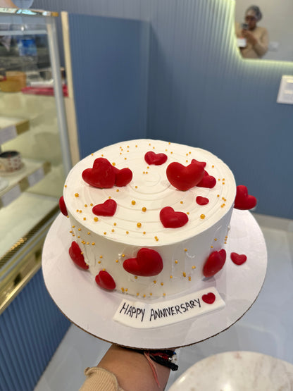 1 Kg Love Themed Anniversary Cake – Eggless Milk Chocolate Truffle | Custom Cakes