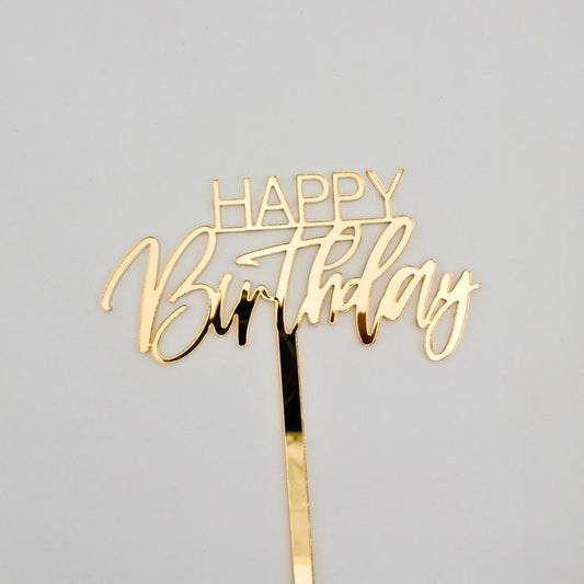 Golden Acrylic Happy Birthday Topper