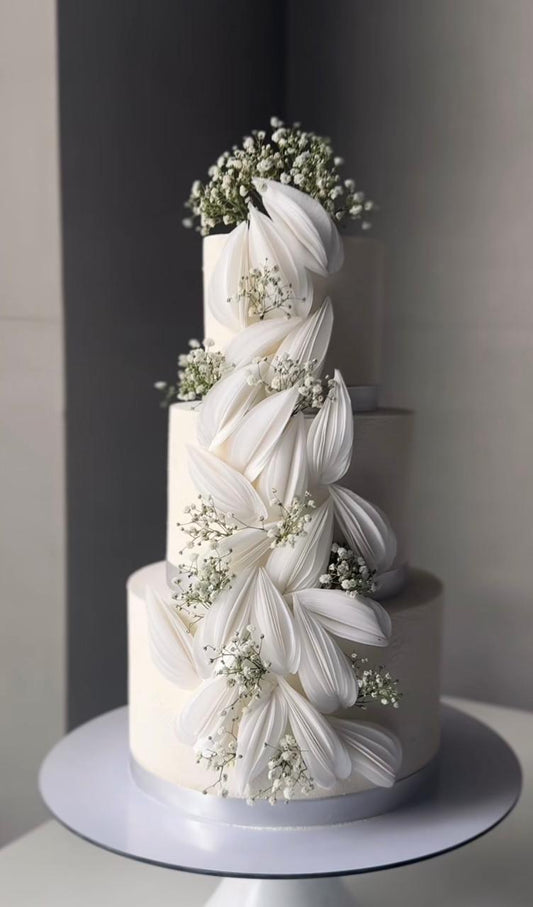 Minimal Wafer Paper Wedding Tier Cake
