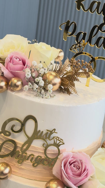 Just Engaged Engagement Cake (3 Kg) – Fresh Fruit Elegance with Custom Name Toppers