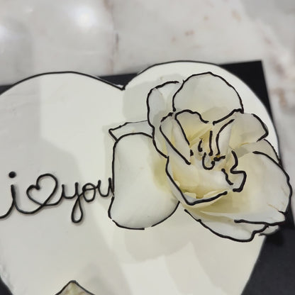 Korean 3D Heart White Cake (1 Kg) – Minimal Romance Chocolate Truffle