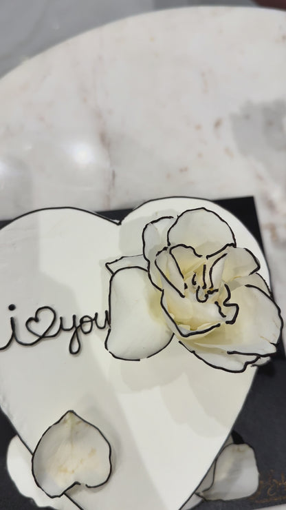 Korean 3D Heart White Cake (1 Kg) – Minimal Romance Chocolate Truffle