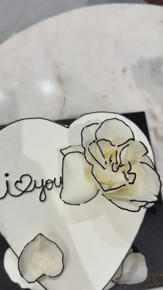 Korean 3D Heart White Cake (1 Kg) – Minimal Romance Chocolate Truffle