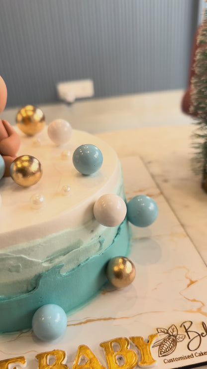 Welcome Baby Boy Teddy Themed Cake (1 Kg) – Eggless Pineapple | Custom Cakes in Gurugram