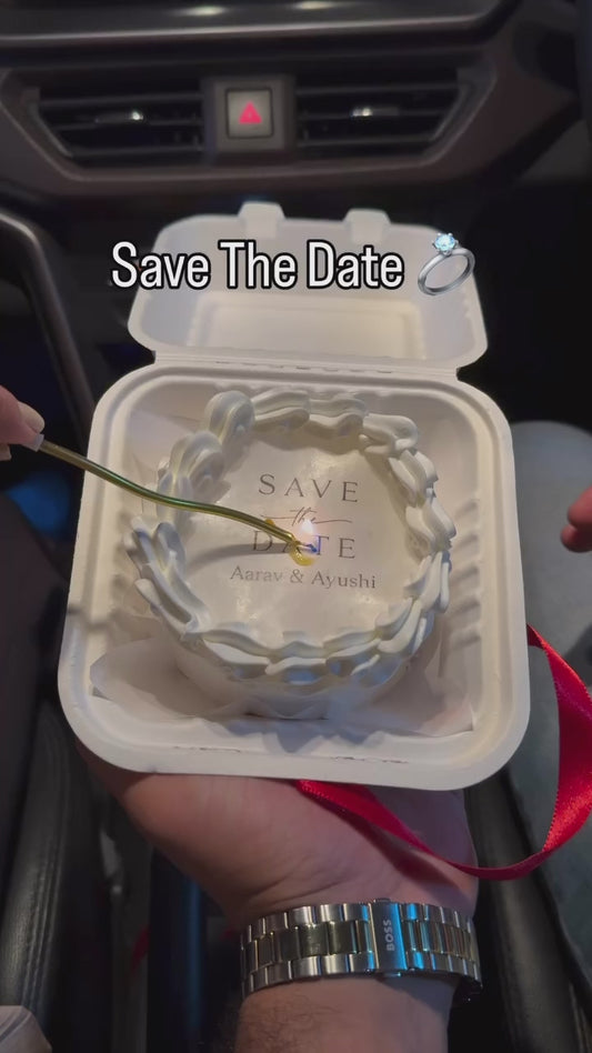 Save the Date Fire Reveal Bento Cake